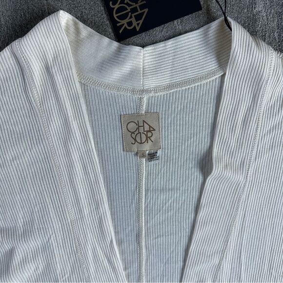 NWT Chaser Cozy Rib Drop Shoulder Cropped Open Cardigan in Ceramic (Ivory) Small - Picture 7 of 13